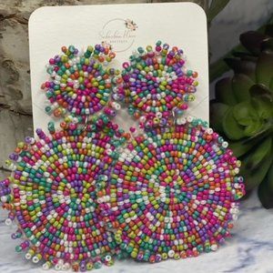 Double Disc Rainbow Earrings